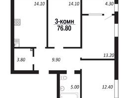 Продается 3-комнатная квартира ЖК ПАРК-квартал «Королёв», дом 4, 76.8  м², 9600000 рублей