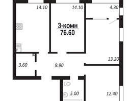 Продается 3-комнатная квартира ЖК ПАРК-квартал «Королёв», дом 4, 76.6  м², 11107000 рублей