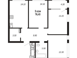 Продается 3-комнатная квартира ЖК ПАРК-квартал «Королёв», дом 2, 76.4  м², 11078000 рублей