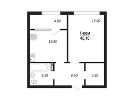 Продается 1-комнатная квартира ЖК ПАРК-квартал «Королёв», дом 2, 46.1  м², 7376000 рублей