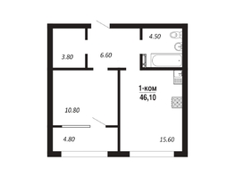 Продается 1-комнатная квартира ЖК ПАРК-квартал «Королёв», дом 2, 46.1  м², 8298000 рублей