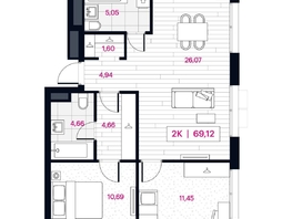 Продается 2-комнатная квартира ЖК Пушкина 77 (Pushkina 77), 69.62 м², 15330000 рублей