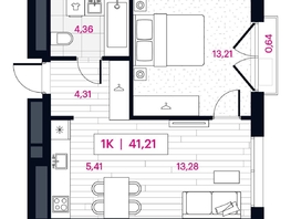 Продается 1-комнатная квартира ЖК Пушкина 77 (Pushkina 77), 41.21 м², 10650000 рублей