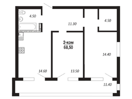Продается 2-комнатная квартира ЖК ПАРК-квартал «Королёв», дом 2, 68.5 м², 9110500 рублей