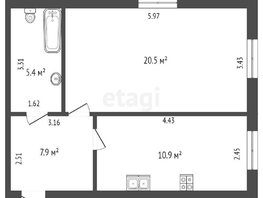 Продается 1-комнатная квартира 45 м², 3500000 рублей