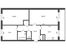 Продается 3-комнатная квартира 60 лет Октября ул, 61.8  м², 5450000 рублей