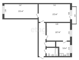 Продается 3-комнатная квартира Туполева ул, 59.3  м², 5780000 рублей