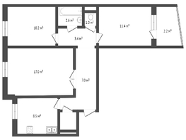 Продается 3-комнатная квартира Туполева ул, 63.3 м², 5600000 рублей