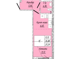 Продается 1-комнатная квартира ЖК На 2-й Дачной, 27.29  м², 6003800 рублей