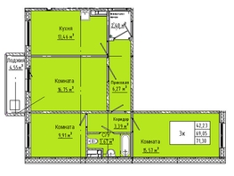 Продается 3-комнатная квартира ЖК Любинская 3-я, 30/2, 71.3  м², 6773500 рублей