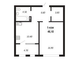 Продается 1-комнатная квартира ЖК ПАРК-квартал «Королёв», дом 3, 46.1 м², 7237700 рублей