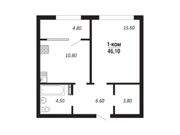 Продается 1-комнатная квартира ЖК ПАРК-квартал «Королёв», дом 2, 46.1 м², 7376000 рублей