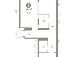 Продается 2-комнатная квартира ЖК Кварталы Драверта, дом 3, 67.69  м², 11500000 рублей