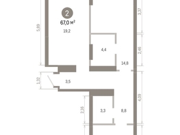 Продается 2-комнатная квартира ЖК Кварталы Драверта, дом 3, 66.98 м², 11350000 рублей
