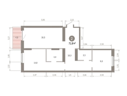 Продается 2-комнатная квартира ЖК Кварталы Драверта, дом 3, 71.77 м², 12220000 рублей