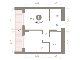 Продается 1-комнатная квартира ЖК Кварталы Драверта, дом 6, 41.4 м², 7130000 рублей