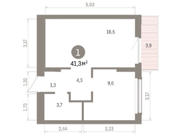Продается 1-комнатная квартира ЖК Кварталы Драверта, дом 6, 41.29 м², 7520000 рублей