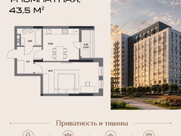 Продается 1-комнатная квартира ЖК Клубный дом на Пушкина, 43.5  м&sup2;, 10005000 рублей