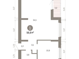 Продается 1-комнатная квартира ЖК Кварталы Драверта, дом 6, 56.66  м², 9890000 рублей