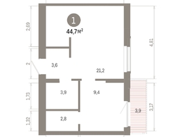 Продается 1-комнатная квартира ЖК Кварталы Драверта, дом 6, 44.73  м², 8290000 рублей