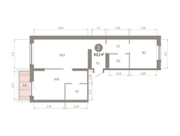 Продается 2-комнатная квартира ЖК Кварталы Драверта, дом 3, 63.07  м², 10870000 рублей