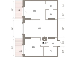 Продается 2-комнатная квартира ЖК Кварталы Драверта, дом 3, 64.55  м&sup2;, 10610000 рублей