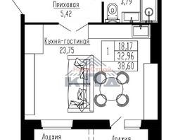 Продается 1-комнатная квартира ЖК Регата, дом 10, 35  м&sup2;, 4780000 рублей