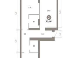 Продается 2-комнатная квартира ЖК Кварталы Драверта, дом 3, 67.03  м&sup2;, 11410000 рублей