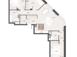 Продается 3-комнатная квартира ЖК ЦЕНТР-ПАРК на Волочаевской, 96.7  м&sup2;, 24180000 рублей