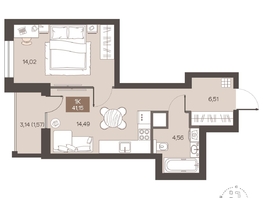 Продается 1-комнатная квартира ЖК Заря на Завертяева, 41.15  м&sup2;, 6260000 рублей