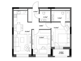 Продается 2-комнатная квартира ЖК Северное Сияние Бизнес, 71.86  м&sup2;, 11930000 рублей