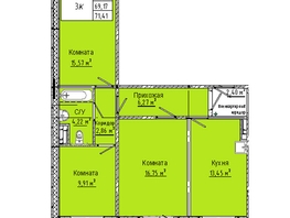 Продается 3-комнатная квартира  Дом на 3-й Любинской, 30/2, 71.41  м&sup2;, 7498050 рублей