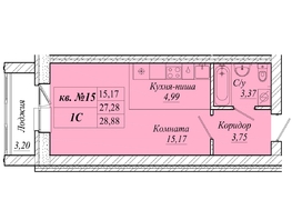 Продается Студия ЖК Семиреченская, дом 1, 28.88  м&sup2;, 4909600 рублей