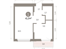 Продается 1-комнатная квартира ЖК Кварталы Драверта, дом 6, 40.98  м&sup2;, 8140000 рублей