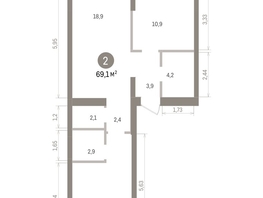 Продается 2-комнатная квартира ЖК Кварталы Драверта, дом 4, 69.12  м&sup2;, 11540000 рублей
