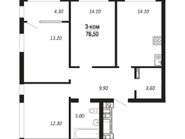 Продается 3-комнатная квартира ЖК ПАРК-квартал «Королёв», дом 2, 76.5  м&sup2;, 12393000 рублей