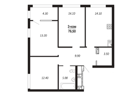 Продается 3-комнатная квартира ЖК ПАРК-квартал «Королёв», дом 3, 76.5  м&sup2;, 11092500 рублей