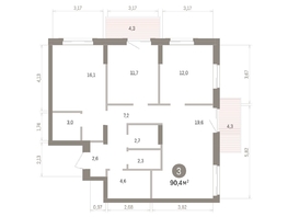 Продается 3-комнатная квартира ЖК Кварталы Драверта, дом 4, 90.43  м&sup2;, 15320000 рублей