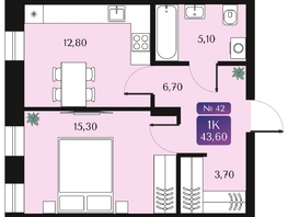 Продается 1-комнатная квартира ЖК Северное Сияние Премиум, 43.6  м&sup2;, 8450000 рублей