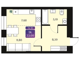 Продается Студия ЖК Северное Сияние Премиум, 33  м&sup2;, 7540000 рублей