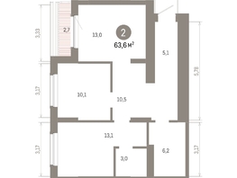 Продается 2-комнатная квартира ЖК Кварталы Драверта, дом 6, 63.57  м&sup2;, 12270000 рублей