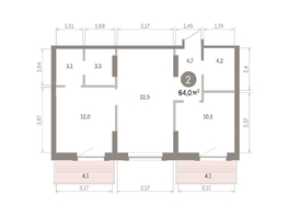 Продается 2-комнатная квартира ЖК Кварталы Драверта, дом 3, 64  м&sup2;, 11600000 рублей
