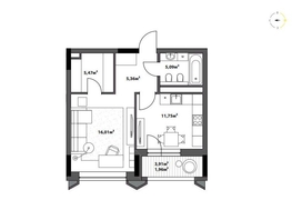 Продается 1-комнатная квартира ЖК Северное Сияние Бизнес, 45.64  м&sup2;, 9586260 рублей