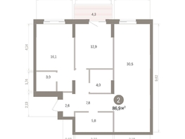 Продается 2-комнатная квартира ЖК Кварталы Драверта, дом 4, 86.94  м&sup2;, 14030000 рублей