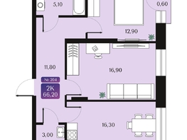 Продается 2-комнатная квартира ЖК Северное Сияние Премиум, 66.2  м&sup2;, 11545000 рублей