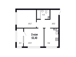Продается 2-комнатная квартира ЖК ПАРК-квартал «Королёв», дом 6, 55.4  м&sup2;, 8033000 рублей