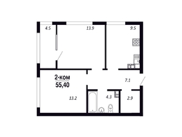 Продается 2-комнатная квартира ЖК ПАРК-квартал «Королёв», дом 6, 55.4  м&sup2;, 9141000 рублей