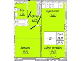 Продается 1-комнатная квартира  Дом на 2-й Дачной, 39.74  м&sup2;, 8136765 рублей