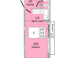 Продается 1-комнатная квартира  Дом на 2-й Дачной, 27.93  м&sup2;, 6451830 рублей