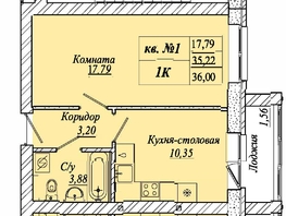 Продается 1-комнатная квартира ЖК Семиреченская, дом 1, 36  м&sup2;, 4140000 рублей